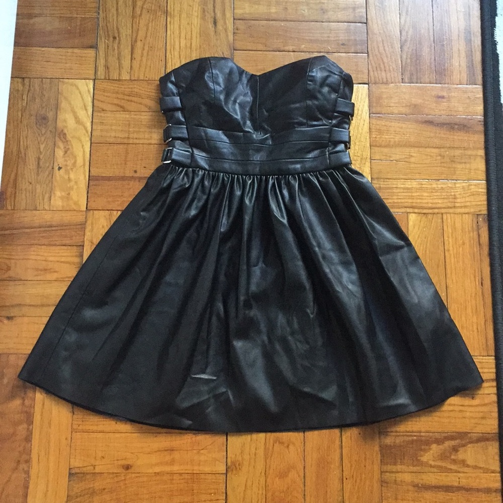 Zara Trafaluc Black Mini Pleather Dress